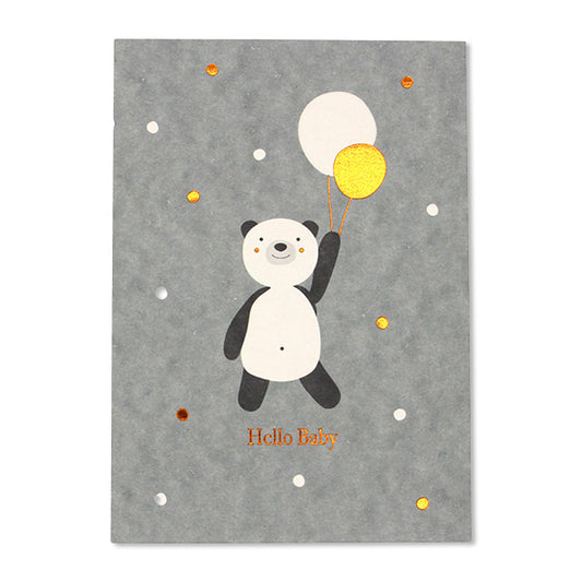 Postkarte Panda mit Luftballons Hello Baby