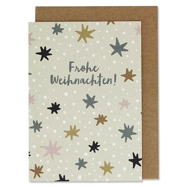 Klappkarte Sterne, creme Frohe Weihnachten