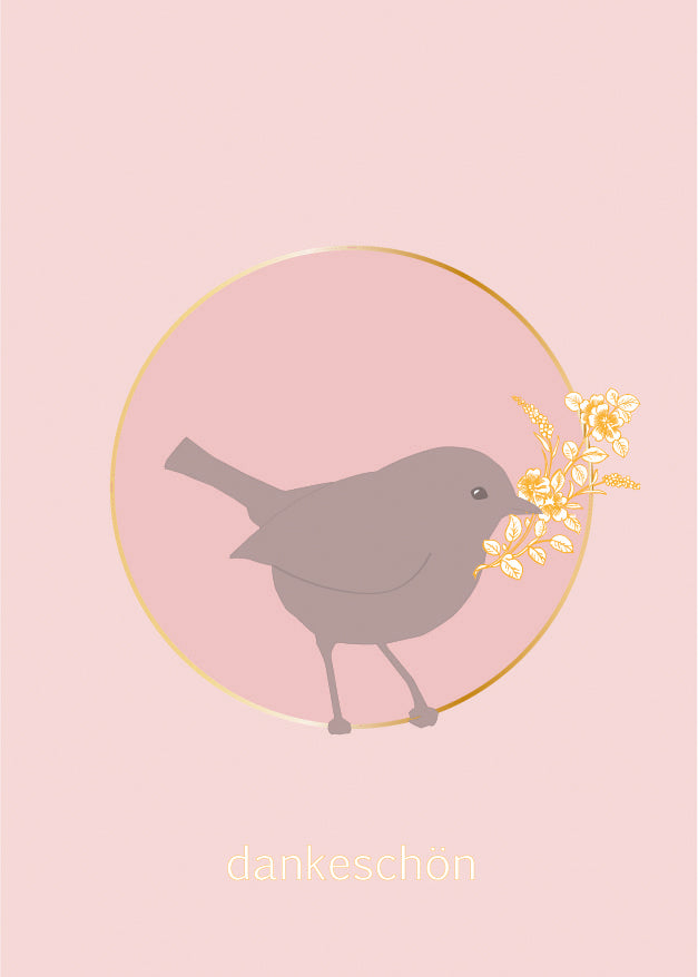 Postkarte Spatz, dankeschön