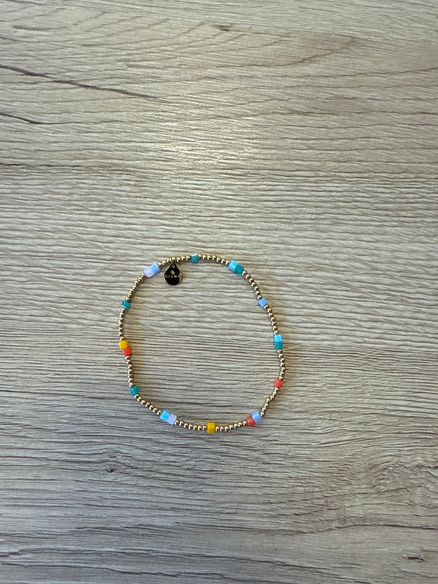 Armband Gold Perlen Bunt, klein