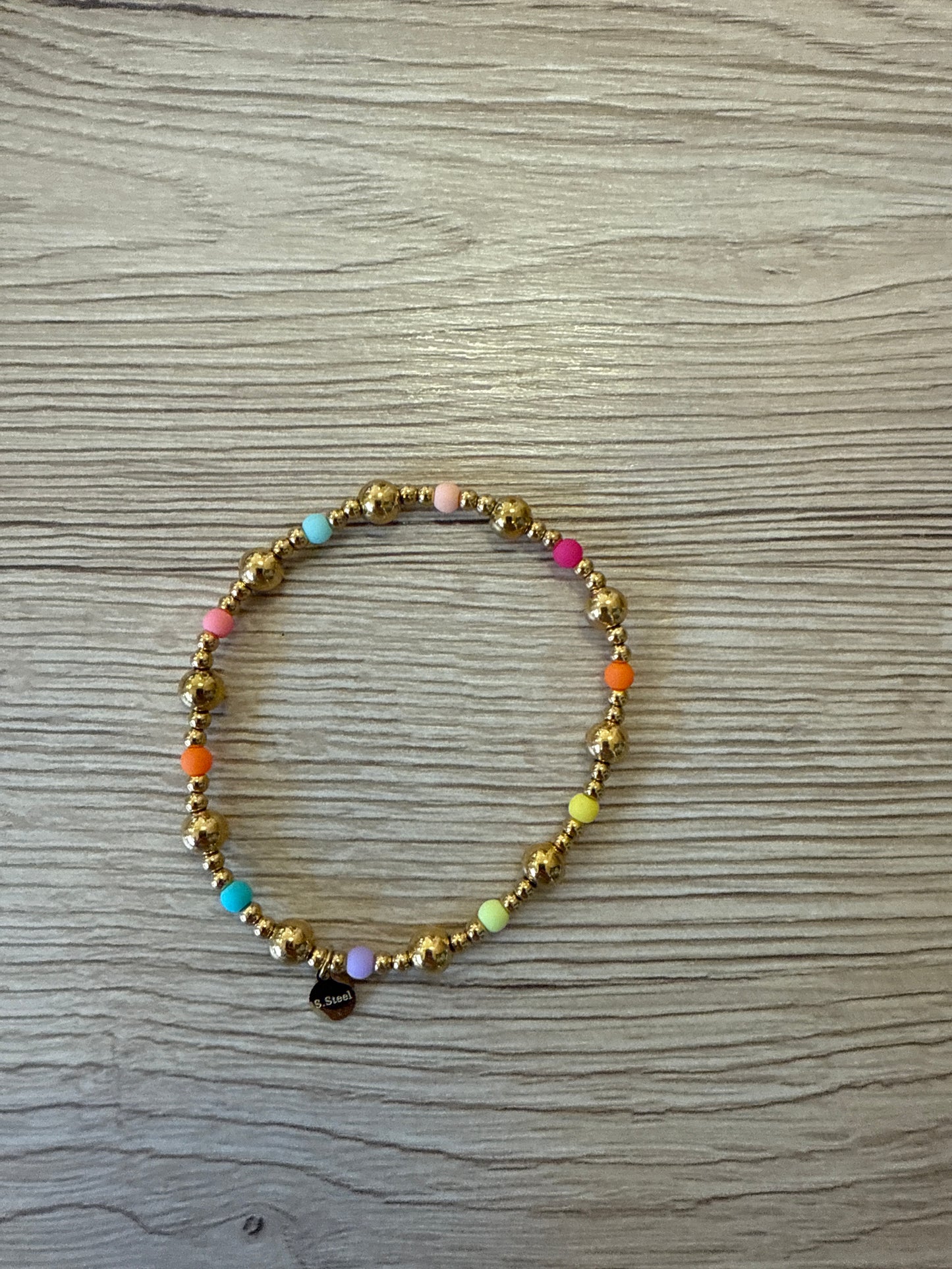 Armband Gold Perlen Bunt, groß