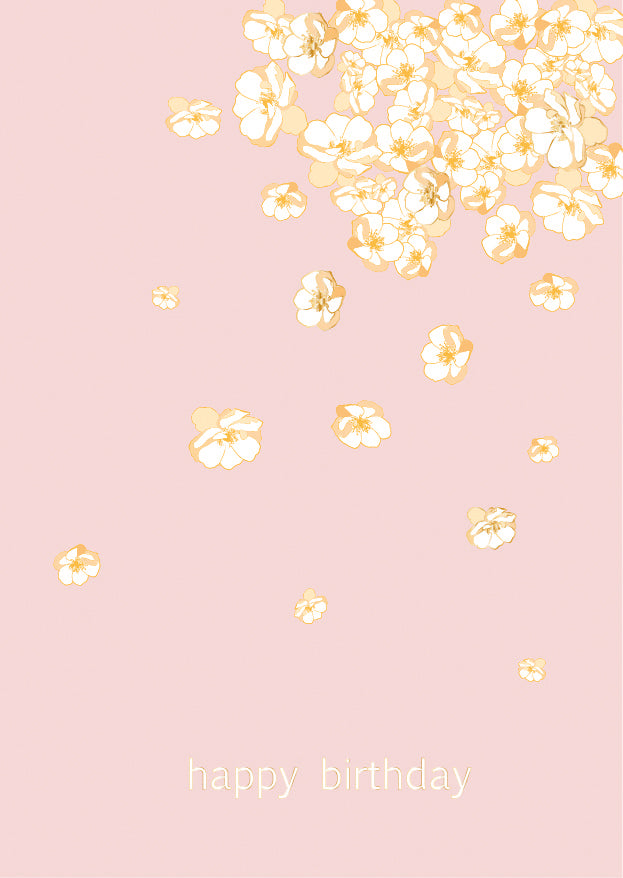 Postkarte Blumenregen happy birthday