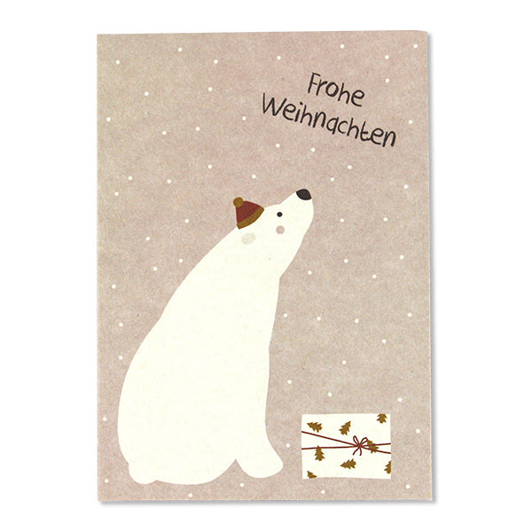 Postkarte Eisbär mit Päckchen