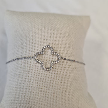 Armband Edelstahl Blume Zirkonia Silber
