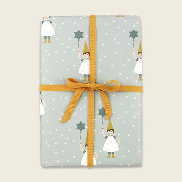 Geschenkpapier Wichtel mit Zauberstab