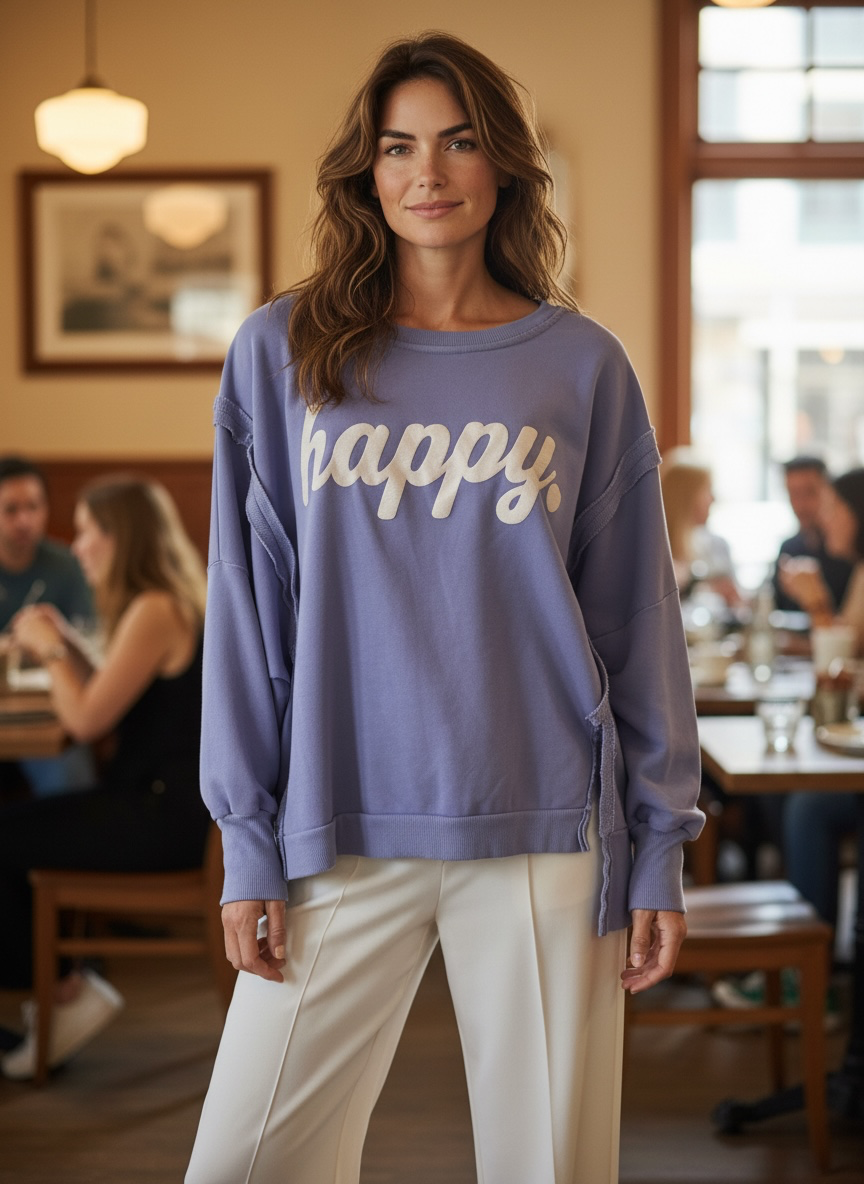 Sweatshirt, Happy