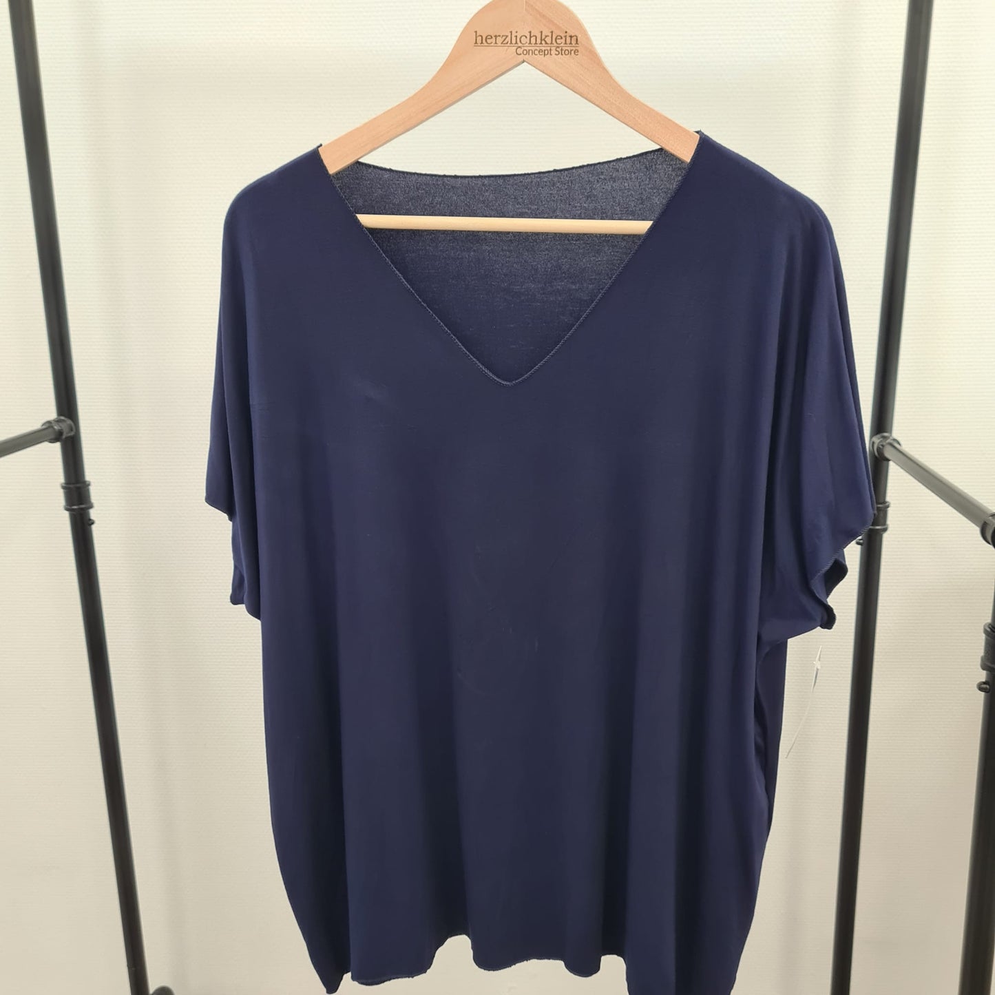 T-Shirt uni oversize V-Ausschnitt