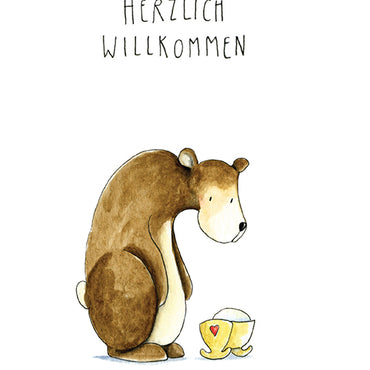 Postkarte Herzlichen Willkommen Bär