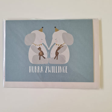 Klappkarte Hurra Zwillinge