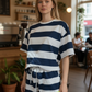 Jogging Anzug gestreift mit Patch, Kurz