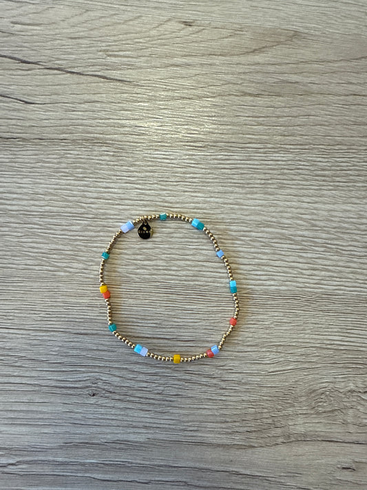 Armband Gold Perlen Bunt, klein