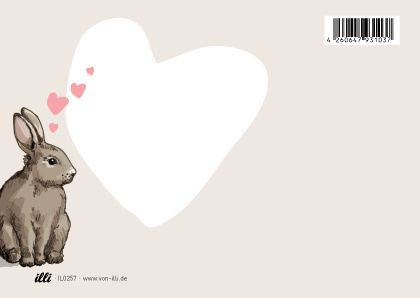 Postkarte Hase und Herzen