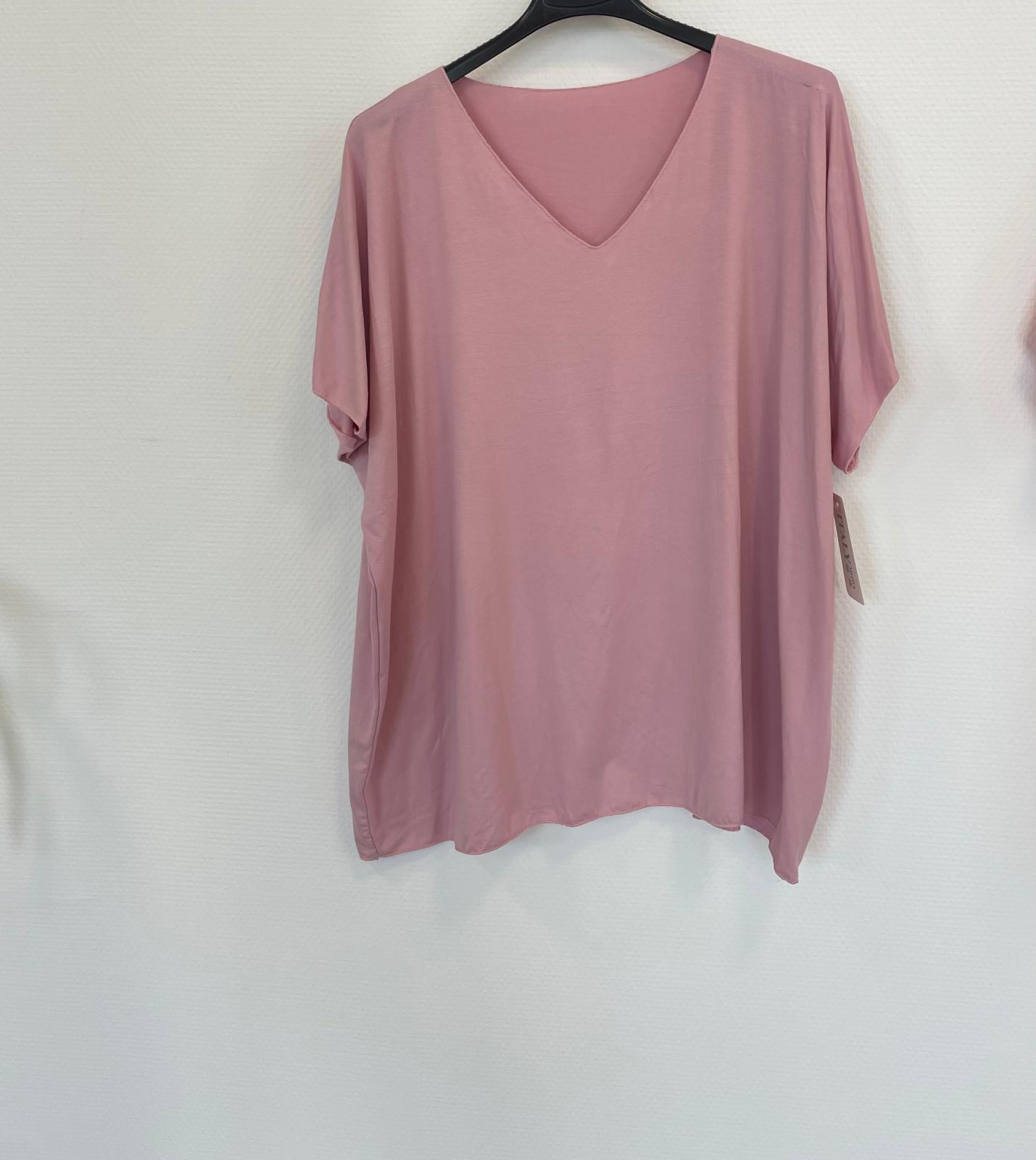 T-Shirt uni oversize V-Ausschnitt