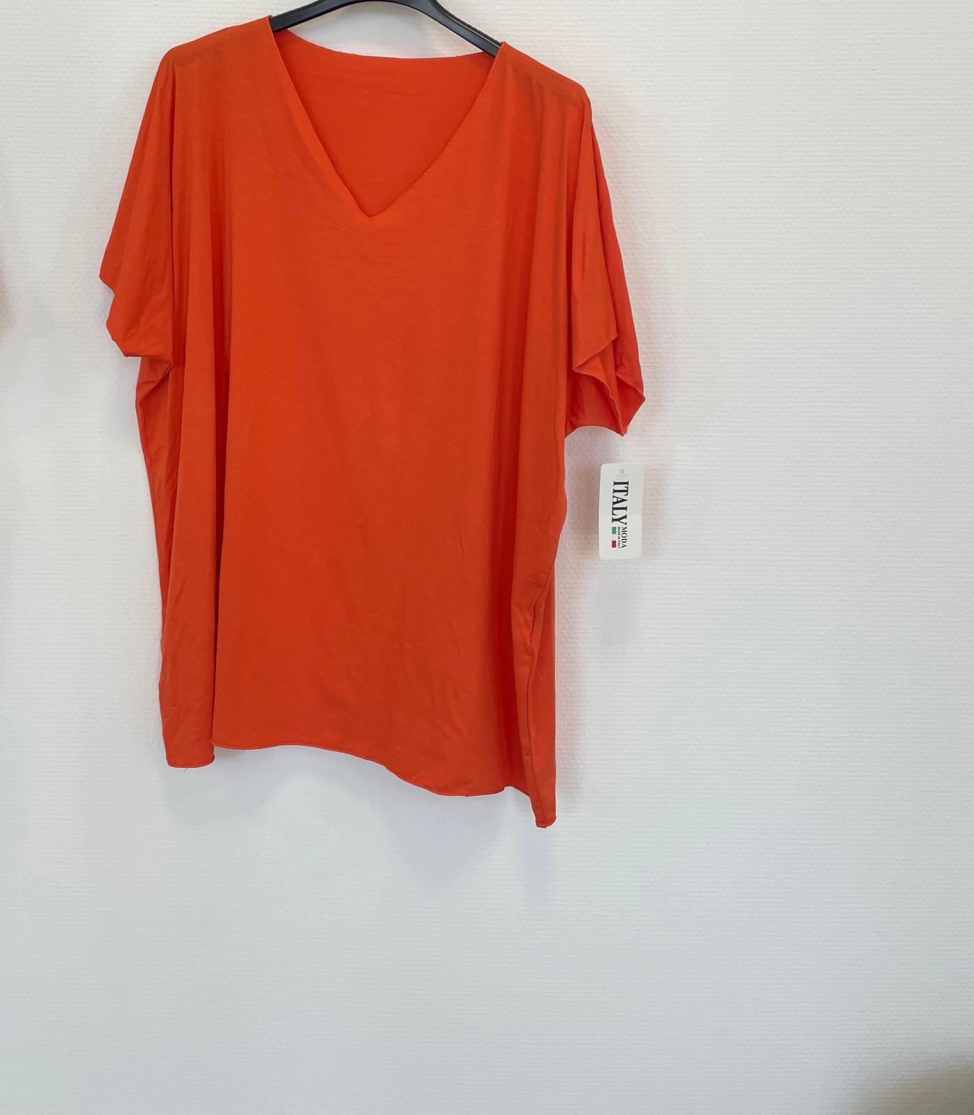 T-Shirt uni oversize V-Ausschnitt