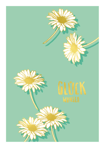 Postkarte Glückwunsch Blumen Gold