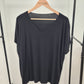 T-Shirt uni oversize V-Ausschnitt