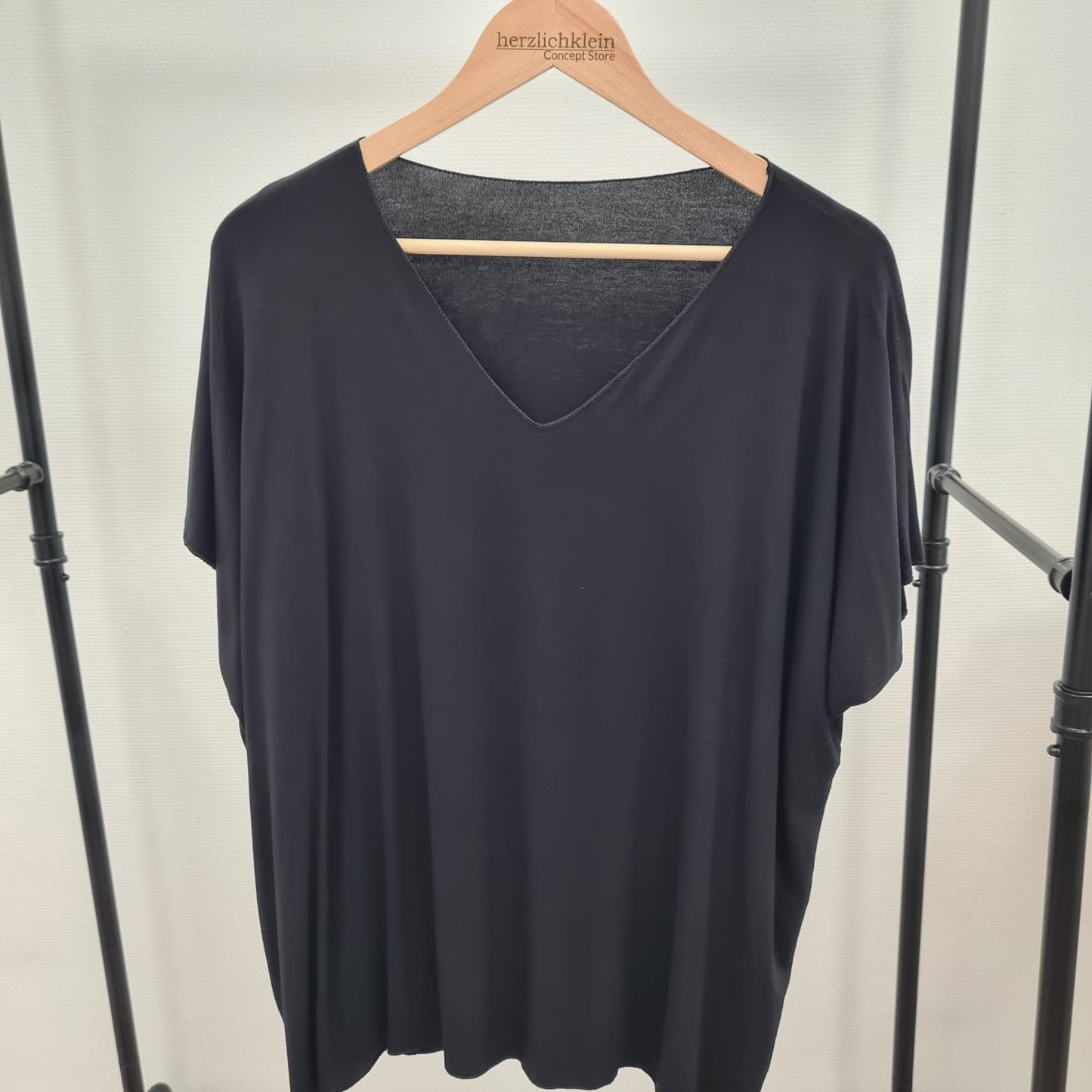 T-Shirt uni oversize V-Ausschnitt