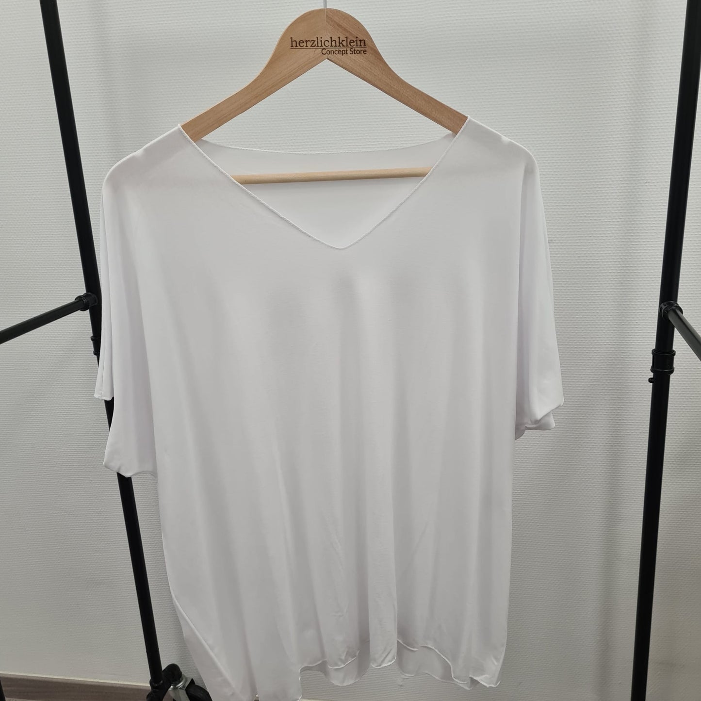 T-Shirt uni oversize V-Ausschnitt